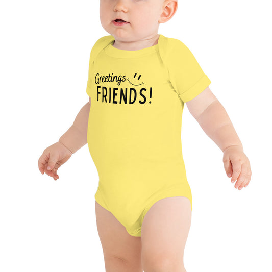 GREETINGS FRIENDS! Baby short sleeve one piece